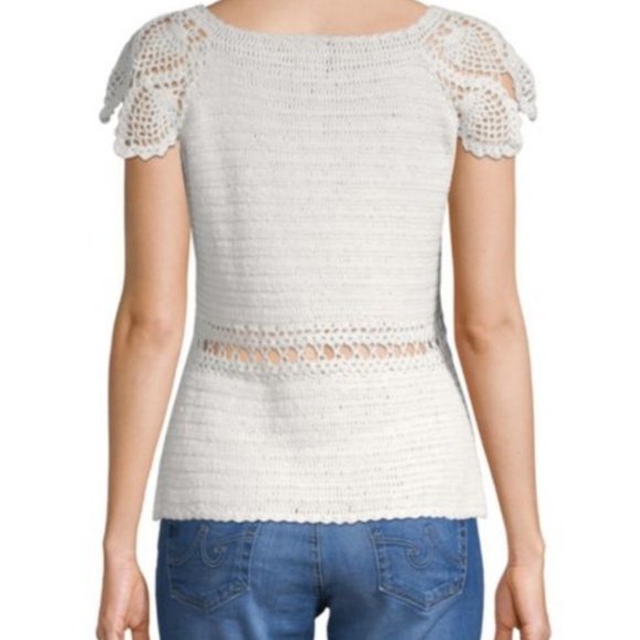 NWT SAKS 5th AVE ALCEE CUT-OUT CROCHET COTTON TOP! - Picture 2 of 2